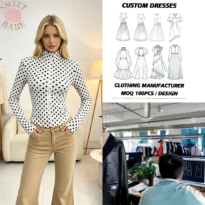 Chaqueta Casual Versátil de Manga Larga con Cuello Alto y Cierre Completo, Diseño de Puntos, Corte Ajustado, para Mujer, Ideal para Uso Diario - Product Image 1