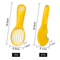 Sunwell Food Grade Handmatige 2-in-1 Multifunctionele Avocado Schil- en Snijder PP Plastic RVS Vaatwasserbestendig Groentegereedschap