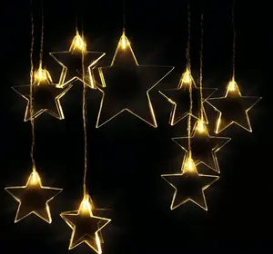 Cortina navideña luces estrella ventana decoración luces LED acrílico carámbano Luz