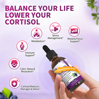 Gouttes Détox Cortisol Rhodiola Phosphatidylsérine Herbe de St. John Vitamine D3 Soutient les Hormones de l'Adrenal pour Femmes Kortisol Minceur