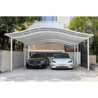 Toit de carport en aluminium de qualité supérieure, structure en aluminium 6063-T5, toit en arche, revêtement poudré, design moderne pour 2 voitures, espace compact