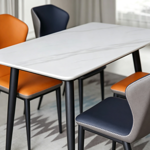 Modern Rectangular Marble <b>Dining</b> Table <b>Set</b> with PU Leather <b>Chairs</b> for Home <b>Dining</b> Furniture - Product Image 4