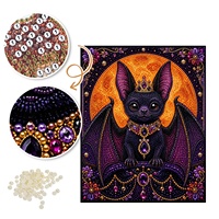 Kit de Peinture Diamant par Numéros DIY : Peinture Murale Artistique Perle, Décoration d'Halloween Thème Chauve-souris, Cadeau d'Halloween