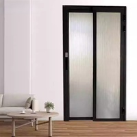 Porte coulissante moderne sans rail - Cadre en aluminium avec verre trempé pour salles de bain, toilettes et espaces compacts