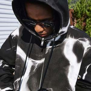 Sweat à capuche zippé surdimensionné personnalisé pour homme, imprimé hiver, 50% coton 50% polyester - Product Image 3