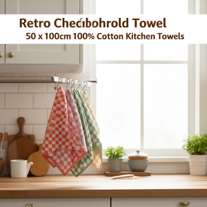 Serviette rétro à carreaux 50 x 100 cm 100% coton, serviettes de cuisine - Product Image 3