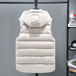 Chaqueta de plumón chaleco personalizado invierno excelente sin mangas térmico abajo abrigo tejido poliéster hombres Puffer extraíble Sudadera con capucha cálida de talla grande - Product Image 5