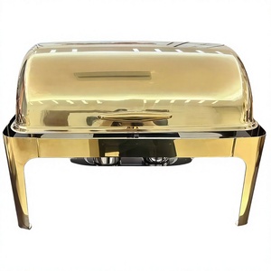 Plat de service de luxe 2026 9L en acier inoxydable doré avec compartiments intérieurs pour buffet traiteur - Product Image 4