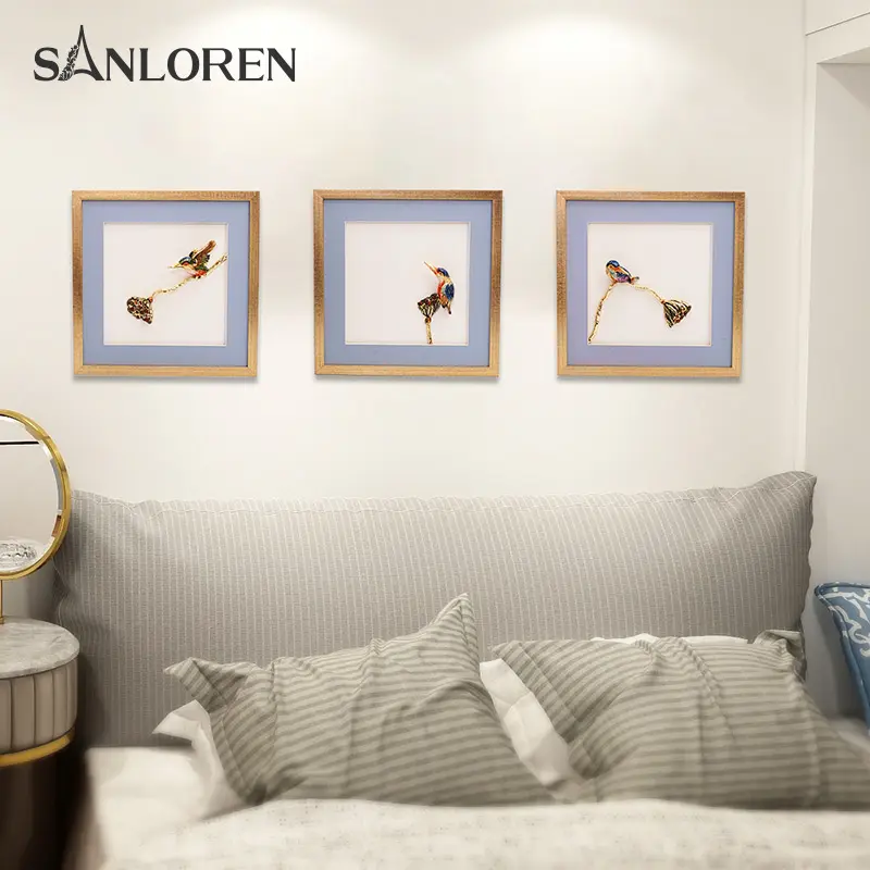 Sanloren Luxe Decoratie Hout Email Decoratief Vogelontwerp Muurschildering Pintura Muurschildering Decorativa 40*40*6 Cm Voor Huisdecoratie