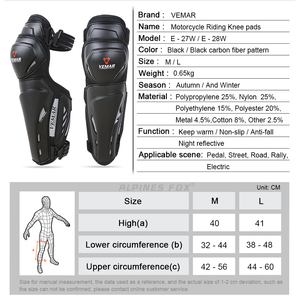 VEMAR 2Pcs <span class=keywords><strong>Moto</strong></span> Équitation Genouillères Confort Respirant Motocross Genouillères PP Shell Protection <span class=keywords><strong>Moto</strong></span> Cyclisme Gear - Product Image 6