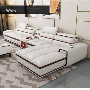 Conjunto de sofás de cuero de alta calidad, mobiliario en forma de U, combinaciones, para sala de estar - Product Image 4