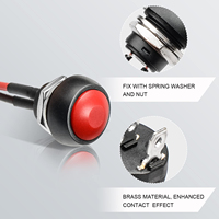 Interrupteur à bouton-poussoir combiné 1NO NC le plus populaire, petite taille, IP65, en alliage d'aluminium, étanche, 12 mm, 3A 250V, LED