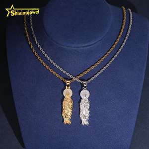 จี้พระแม่มารี งานฝีมือคุณภาพสูง ชุบทองคำแท้ รูปหน้า 3 มิติ พระมารดาแห่งพระเจ้า เครื่องประดับทางศาสนา ประดับด้วยโมอิสซาไนต์ 925 - Product Image 5