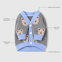 Cardigan tricoté pour chien avec motif ours, fermeture à boutons-pression, pull doux et extensible pour petits chiens, vêtements d'hiver pour animaux de compagnie OEM ODM