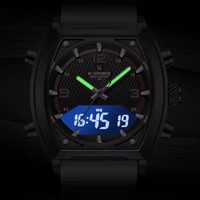 NAVIFORCE NF9242 Bracelet en Silicone Dual Time Sports 9242 Hommes Montre Business Waterproof Digital Quartz Montres pour Homme Reloj Hombre