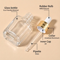Flacon compte-gouttes carré en verre dépoli personnalisé de 10 ml, 20 ml, 30 ml, 50 ml, 100 ml avec bouchon à vis pour emballage cosmétique d'huiles essentielles et de sérums