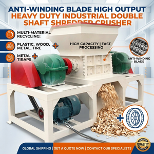 Anti Winding Blade High Output Heavy Duty Industrial Double Shaft Shredder <b>Crusher</b> 4400W 2T/H <b>Wood</b> Recycling Gear - Product Image 1