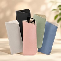 Étui à lunettes en cuir PU souple mat et fin avec ouverture fixe, impression personnalisée multicolore, vente en gros d'étuis à lunettes