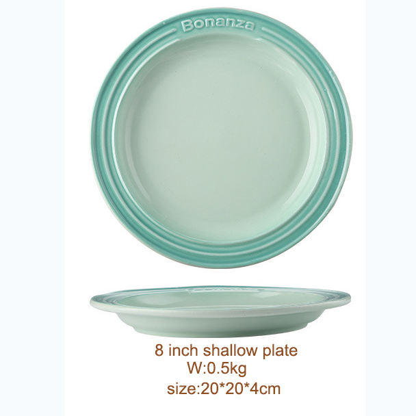 8 inch green shallow plate