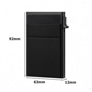 Tarjetero Delgado de Aleación de Aluminio con Hebilla, Porta Tarjetas de Crédito y de Identificación con Bolsillo Trasero Elástico, Mini Cartera Metálica RFID - Product Image 3
