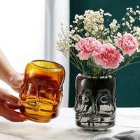 Vase décoratif en verre givré Visage Humain, style nordique, pour fleurs et décoration intérieure