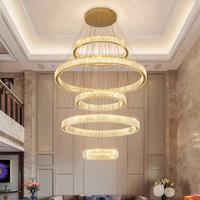 Lustre en cristal pour escalier de duplex, loft, villa à plafond haut, hall d'entrée, luminaire suspendu d'intérieur