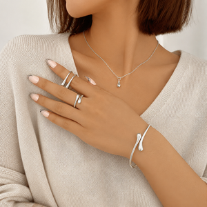 Ensemble de bijoux élégant réglable en forme de goutte d'eau, collier et boucles d'oreilles en alliage pour femmes, mariage, fête, fiançailles - Product Image 6