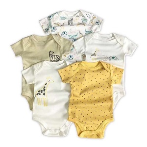Cinque pezzi del commercio all'ingrosso del pacchetto Neonato manica corta 100% cotone pagliaccetto della ragazza del ragazzo del bambino tute manica corta - Product Image 4