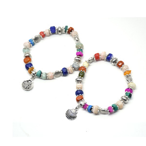 Pulsera de Cuentas de Conchas Marinas Coloridas, Plata Tibetana, Tema Oceánico, Joyería Unisex, Regalo RB-239 - Product Image 2