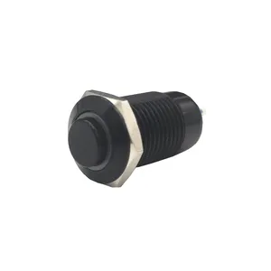 3V Red LED Ring light High Round head black Aluminum self reset 12mm push button switch