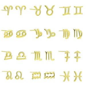 Bijoux fins tendance en argent Sterling 925, boucles d'oreilles symbole en argent signe du zodiaque astrologie <span class=keywords><strong>Horoscope</strong></span> plaqué or - Product Image 2