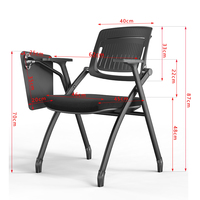 Chaise de formation pliable multifonctionnelle en maille avec tablette d'écriture, idéale pour le bureau, les études, les réunions et l'usage commercial