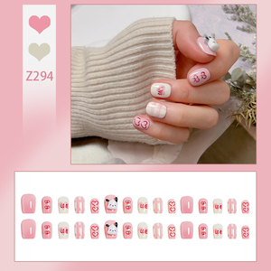 <span class=keywords><strong>Uñas</strong></span> Postizas Kawaii 3D con Diseño de Perro de Dibujos Animados, <span class=keywords><strong>Uñas</strong></span> Postizas Cortas y Redondas de Color <span class=keywords><strong>Rosa</strong></span>, con Lazo de Corazón y la Palabra LOVE, <span class=keywords><strong>Uñas</strong></span> Adhesivas Bonitas para Niñas - Product Image 3