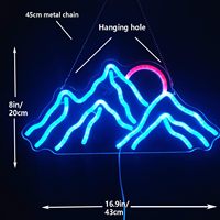 Lampu LED Neon Lanskap Biru/Pink Berwarna Neon, Tahan Air IP65, Lampu Gantung, Latar Belakang Siaran Langsung Influencer, Dekorasi Natal Pernikahan, Toko