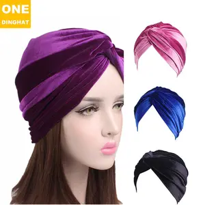 Mode Satin Turban Elastis untuk Rambut Wanita Muslim Topi Sutra Wrap Kepala Wanita Topi Tidur Perempuan India Topi Turbante Mujer