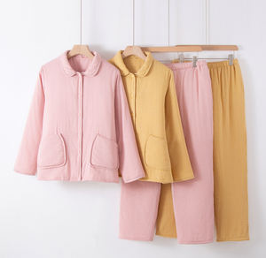 <span class=keywords><strong>Sweat</strong></span>-shirt pour <span class=keywords><strong>femme</strong></span> en coton rembourré à trois couches pour l'automne/hiver, coton pur extra épais, ultra-doux, vêtements de maison minimalistes adaptés - Product Image 1