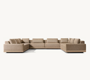 Moderno lujo para todo tipo de clima Patio jardín Hotel piscina sofá conjuntos ocio al aire libre muebles de madera maciza teca sofá Modular U-Sectional - Product Image 1