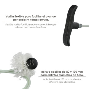Kit de nettoyage de cheminée pour poêles à granulés, diamètre 80/100 mm. Longueur 2,5 mètres - Product Image 3