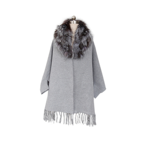 Best Supplier Wholesale <strong>Women</strong> Knitted <strong>Shrugs</strong> Advanced Fabric Long Woolen <strong>Shrug</strong> With Fox Fur Collar - Product Image 5