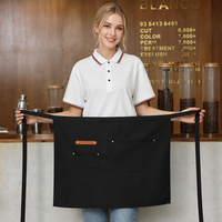 Tablier de taille en toile personnalisé avec logo et poches, court, pour serveurs/serveuses, uniforme de personnel de café, restaurant, bar, vente en gros