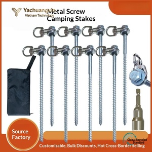 Stainless Steel Tent Pegs 13 In Screw Type Outdoor <b>Camping</b> All Seasons Use With Cardboard <b>Box</b> And Wrench - Product Image 2