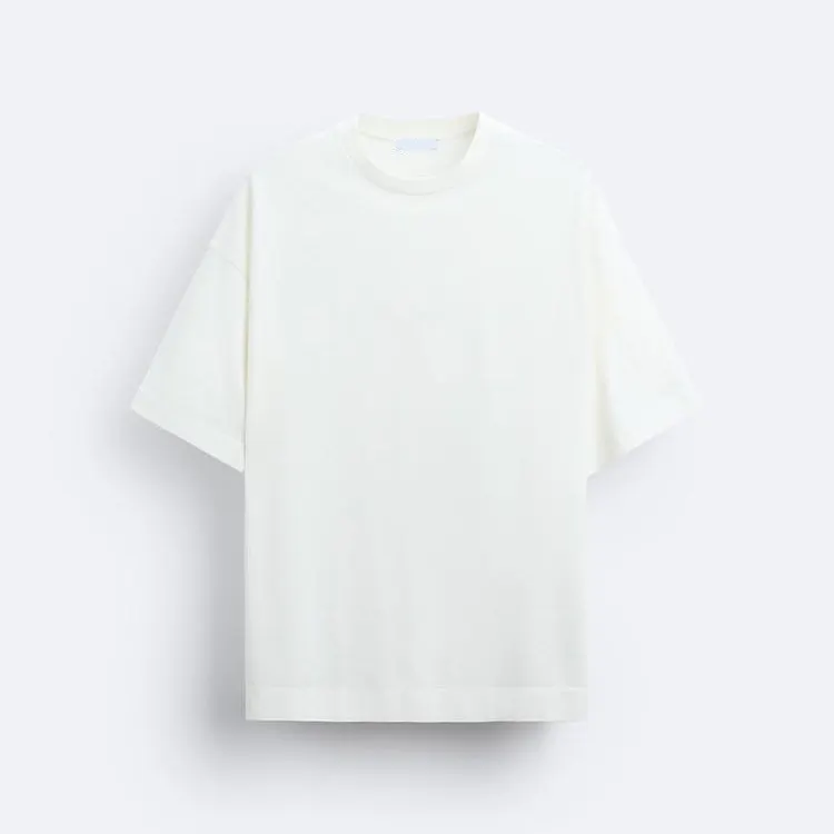 Camiseta masculina 100% algodão pesado com logotipo personalizado em branco, camiseta de ombro grande de alta qualidade para homens