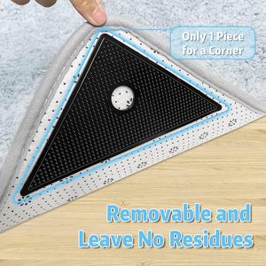 4pcs Upgraded Larger Size PU Reusable Grid Triangle Rug Gripper with Strong Adhesive Non-Slip for Large <b>Carpets</b> - Product Image 2