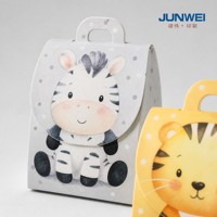 Boîtes à bonbons en carton recyclable pliables avec poignée, design jungle, pour les cadeaux de fête de naissance, emballage cadeau