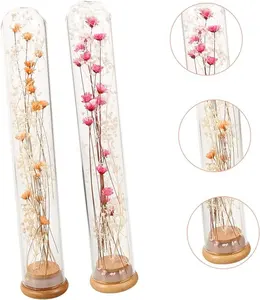 Bunga buatan Mini bunga kering tabung uji buatan kaca bunga yang diawetkan dalam botol harapan dekorasi pernikahan