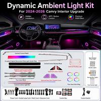 Kit d'éclairage d'ambiance intérieur de voiture sur mesure 2024-2026, éclairage dynamique RGB, synchronisation musicale, Plug & Play, tableau de bord/éclairage de portière