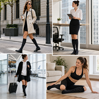 Chaussettes de compression à pois, hauteur genou, respirantes, de soutien, pour hommes et femmes, pour la course, le travail, les voyages et la circulation sanguine