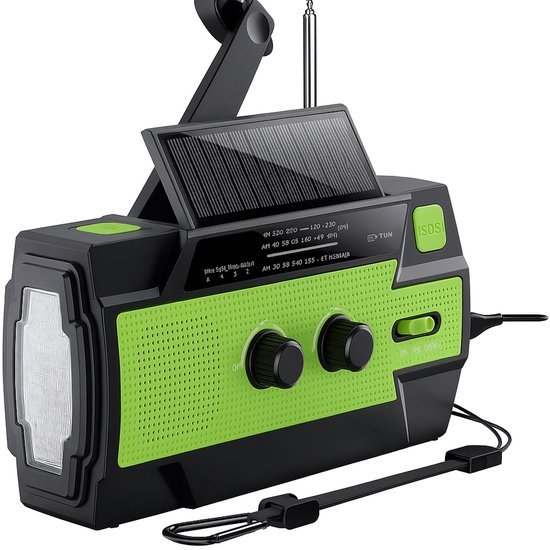 Emergency Weather Radio NOAA/AM/FM Hand Crank 14800mWh Portable Power Bank USB/Solar/Crank Charging SOS Alarm Flashlight Cell