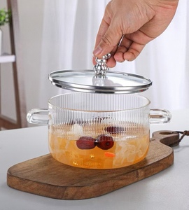 Thủy tinh hầm nồi hơi với nắp phạm vi <span class=keywords><strong>Pyrex</strong></span> nấu ăn nồi rõ ràng Glass hầm nồi với gấu xử lý Nắp - Product Image 5