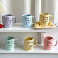 Mug de voyage en céramique style américain avec couvercle, motif tulipe, pour boissons chaudes, design coréen, sûr et pratique